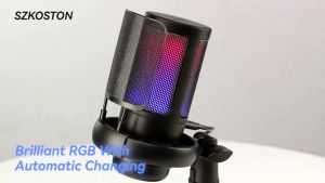 RGB Gaming Microphone Mini USB Streaming Microphone Noice Cancelling Professional Microphone For PC/Laptop/PS4 麦克风