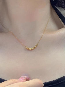 New Chinese Style Ti Steel Womens Necklace Classic Sweet Block Luxury Lockbone Chain Eight Sides Bring Wealth 24K Gold