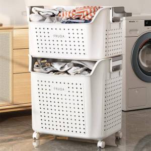 ZHENTAIYUAN | Double Layer High Capacity Attractive Laundry Basket With Wheels