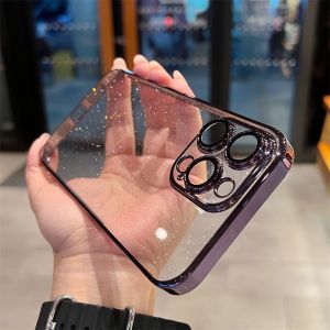 Starry Sky Electroplating Glitter Apple 15 pro Phone Case Full Cover Luxury Feel iPhone 14 pro Max Ultra Thin IP13 pro Womens New Model High End with Lens Film 12 Protective Cover PM Hard plus