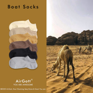 AIRGOTT ถุงเท้าเรือสําหรับชาย 6 คู่ 15 สีผ้าฝ้ายแท้การเคลื่อนไหวสไตล์ Moisture Wicking ตลอดทั้งปีความหนาปกติ