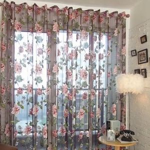 【New arrival】 100x200cm Elegant Floral Pattern Tulle Voile Door Window Curtain Drape Panel Sheer Scarf Valances fashionroad