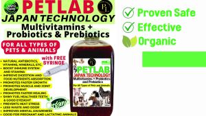 PROBIOTICS PREBIOTICS MULTIVITAMINS PETLAB JAPAN TECHNOLOGY DOGS CATS POULTRY PIGGERY ANIMALS