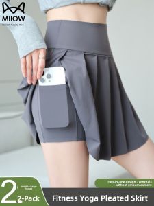 MiiOW | High Waist Yoga Pants Skirt Women Summer Sports Base Layer Tennis Skirt Fitness Running Fake Two-Piece Shark Pants