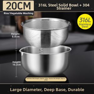 Drainage Rice Washing Vegetable Stainless Steel Set
