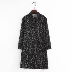 CFBOUTIQUE Star Printed Collar Button Long Sleeve Long Shirt