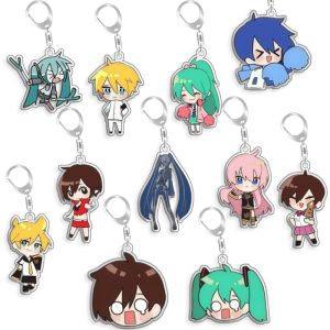 Bandai | For Hatsune Miku Sakine Meiko Yuzuki Yukari Acrylic Selfmade Keychain Cute Backpack Pendant Key Chain Game Fans Gift Ornaments