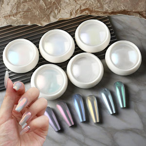 Bộ 6 Phấn Nhũ Aurora Trang Trí Móng Tay Hiệu Ứng Gương Thần Kỳ Màu Trắng Ngọc Trai Có Tác Dụng Tạo Hiệu Ứng Ma Sát Dùng Cho Trang Trí Sơn Gel Phong Cách Y2K Bộ Combo Nhũ Móng Tay