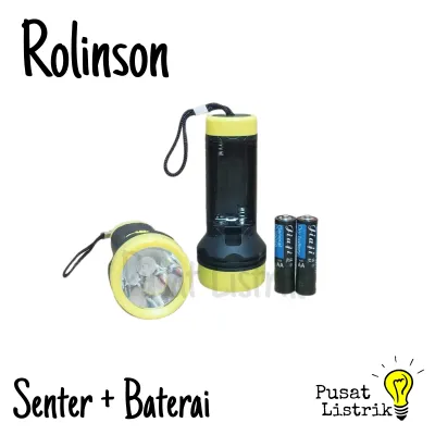 Senter Tangan 10W LED + Baterai 1.5V AA Rolinson Senter Kecil 10watt 300Lm Baterai AA 3V
