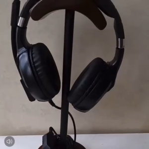 ❣️SPACEIDEAS❣️ Walnut Wood and Metal with Non-Slip Pad Gaming Headphone Stand Headphone Holder Headset Stand Wood Headset Holder Headphone Hanger Gaming Headphone Hook Wood Gaming Headset Stand Universal Wooden Headphone Stand Hanger