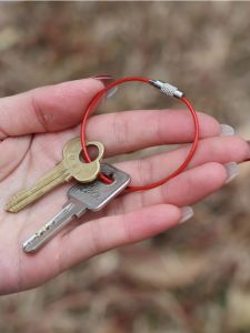 Colorful Rubber Coated Stainless Steel Wire Rope Keychain Metal Steel Ring Tag Hanging Clip Lock Buckle Accessories from China