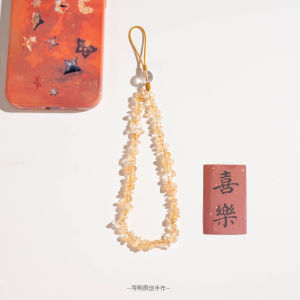 สร้อยคอโทรศัพท์มือถือประดับเครื่องประดับคริสตัลเหลืองธรรมชาติ Money plus สำหรับผู้หญิง เครื่องประดับโทรศัพท์มือถือสไตล์สร้างสรรค์