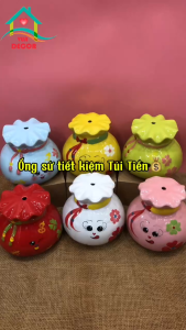 Ống tiết kiệm Túi Tiền (Lỗ tròn) hầu bao Decor hàng Bát Tràng ống sứ đựng tiền dễ thương VuaDecor