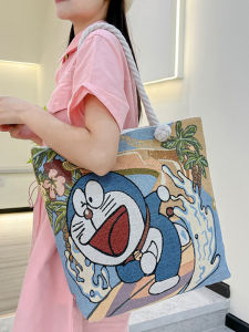 Large Capacity Canvas Bag for Work Commuting Anime Style Single Shoulder Handbag Durable Handheld Bag Womens Tote Bag