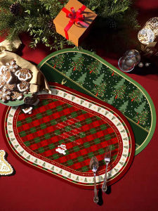 Christmas Party Atmosphere Home Use Dining Table Decoration Western Dinner Mat Waterproof Oil-resistant Dining Pad Protective Mat