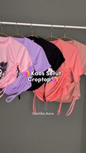 Kaos Serut Crop Top Anak Perempuan Kekinian Kuromi Cinnamorol Sanrio | Atasan 5-14 Tahun