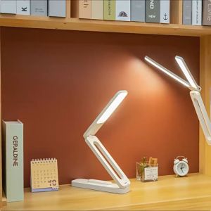 LED Table Lamp Study Foldable Wall Mount Desk Light Bedroom Bedside Touch Control Dimmable USB Rechargeable Dual Lamp Double-head Table Lamps 3 Color Touch Dimming USB Rechargeable Eye Protection Lights