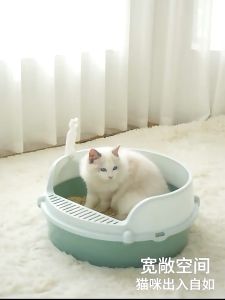 LPS กระบะทรายแมว ทรงกลม ราคาถูก ห้องน้ำแมว รุ่นขอบสูง ตะแกรงดักทราย