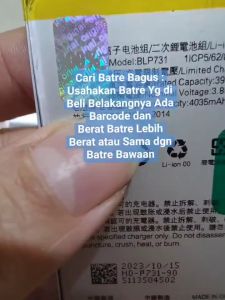 Baterai Handphone Berkualitas: Batre Original BLP731 untuk Realme 5 Pro & Oppo Reno Z