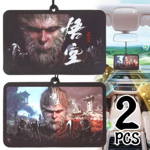 【Pphha】2Pcs Black Myth Wukong Car Aromatherapy Pendant Creative Game Fragrant Long-lasting Hanging Ornament Rearview Mirror Monkey King Incense Tablet