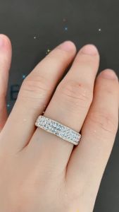 Cincin Titanium Palladium Kristal Tiga Garis