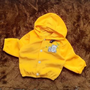 JAKET BULU HALUS cewek cowok model KANCING ±3-12bulan soft fur baby jacket yellow