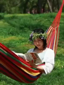 KMS Hammock Duyan Nylon and Canvas Portable Tree Strap Hammock Duyan for Camping and Hiking