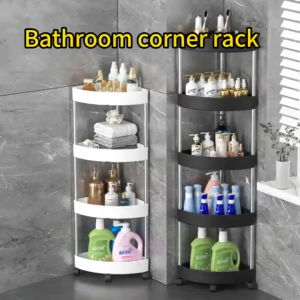 Triangle Corner Rack Organizer 3/4/5-Tier Plastic Shelf 100 kg No-Drill Movable – Estante Sulok
