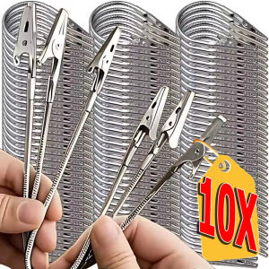 10 ชิ้น ตัวหนีบชั้นวางโลหะ สำหรับหนีบป้ายซูเปอร์มาร์เก็ต รูปภาพ บันทึก / ที่หนีบรูปจระเข้แบบสายยางยืดหยุ่น / อุปกรณ์ตกแต่ง DIY / ตัวหนีบอเนกประสงค์แบบสองหัว / ตัวหนีบป้ายราคา / ตัวหนีบแสดงรูปภาพ DIY