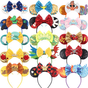 2025 New Style Mickey Minnie Ear Headband Sequin Bows Girl Adult Kids Halloween Party Cosplay Hair Accessories Princess Hairband