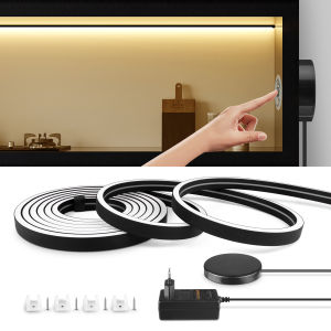 Premium Super Soft Black Sillcone Tube LED Neon Light Strip With Touch Sensor Dimmable Switch For Room Under Cabinet Wall Decor