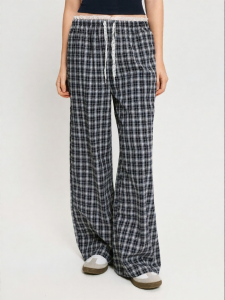 Vintage Plaid High-Waist Wide Leg Trousers