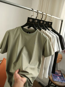 Summer New Mens Casual Sportswear Quick Dry Breathable round Neck Short Sleeve T-shirt Outdoor Leisure Cool Feeling Texture Fabric