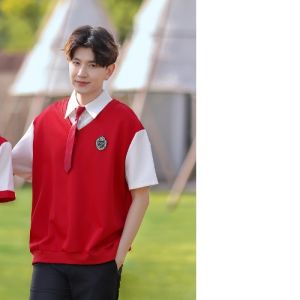 XILANDUO | Graduation School Dress Fake Two Pieces Red