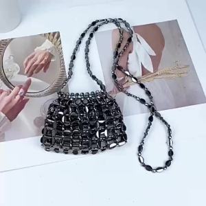 Beg Labuci Retro Berkilat Baharu Buatan Tangan Tenunan Manik Fesyen Serbaguna Beg Telefon Akrilik Beg Bahu