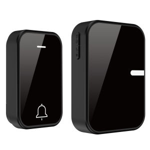 EU UK US Plug Black Acrylic Kinetic Energy Wireless Doorbell  38 Songs No Battery Waterproof Self Powered Door Bell