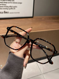 Super Light Retro Large Frame Leopard Print Glasses Frame Womens Plain Decoration Plain Glasses Frame Myopia Eyeglass Frame Men Big Face