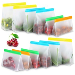 Reusable PEVA Silicone Food Storage BagKitchen Fruit Vegetable Fresh-keeping BagLeakproof Food Ziplock Self Sealed Freezer Bag
