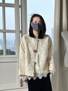 YUFUQING | New Chinese Style Embroidered Floral Jacket Womens Early Spring Thin Short Top Vintage Slimming Quality Polyester Fiber