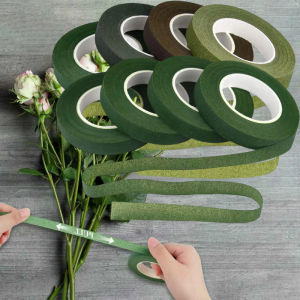 4 Rolls 120 Yard 12mm Self-adhesive Bouquet Floral Stem Tape Artificial Flower Stem Wrap Floral Green Tapes DIY Flower Supplies