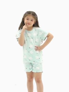 Bộ quần áo bé gái Bigfox Miss Meow size đại kiểu cộc tay mùa hè chất cotton in bồ câu nhỏ 391011 tuổi 30kg 40kg 1979