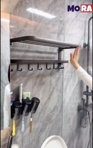 MORA Stainless Steel Bathroom Organizer Rack Towel Rack Hanging Holder Corner Shelf Wall Mounting