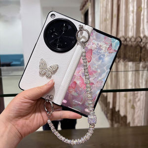 Luxury PU Leather Case for OPPO Find N5 N3 Fold with Hand Strap Cute Shockproof Magnet Hinge Full-Body Protection Phone Casing Accessories for OPPO Find N5 / N3
