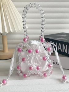 Handmade DIY Beads Handbag Material Kit Fashionable Candy Color Handheld Bag Leisure Crossbody Bag for Young Women
