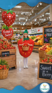 Baby Fourths Couture Nutrition Month Strawberry Kids Costume Non-woven Fabric Fruit & Vegetables Outfit Party Event Costume for Kids
