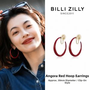 BILLI ZILLY | Retro Red Large Circle Earrings for Round Faces