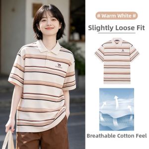 CAMEL | Striped American Style Short Sleeve Polo T-Shirt