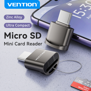 Vention Micro SD Card Reader Type C OTG USB Type C Memory Card Reader High Speed for iPhone 16 15 Pro Max Android Phone xiaomi 13T SAMSUNG S24 S23 Ultra Huawei P70 Sandisk TF Microsd Adapter Card Converter