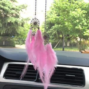Khánh Treo Xe Dream Catcher Dáng Dây Chuyền 2 Mặt Lông Vũ Dây Treo 2 Mặt Trang Trí Xe Hơi Sợi Dây Chuyền Đính Lông Vũ