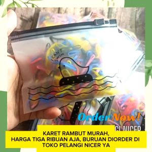 Satu Pouch Ikat Rambut Karet Jepang 20Gram - Kunciran Rambut Anak - Karet Cina Kemasan Dompet